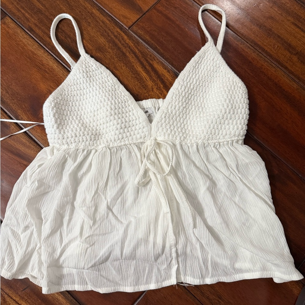 White Textured babydoll top